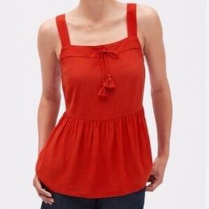 Banana Republic Strappy Peplum Tank Top Aperitivo Red Tassel XS
